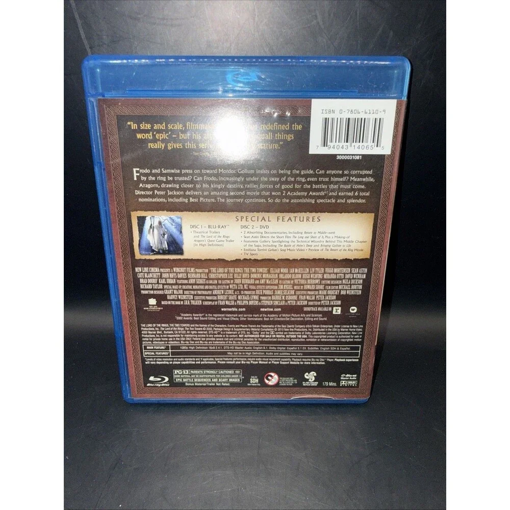 The Lord Of The Rings Blu-Ray +DVD Combo Pack Trilogy